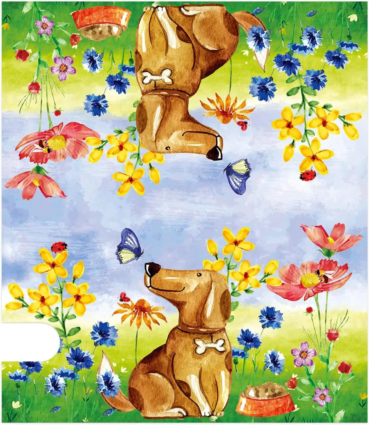 Cute Dog Puppy Floral Decoration Mailbox Cover with Magnetic Strip Spring Summer Mailbox Wraps Post Letter Box Cover Standard