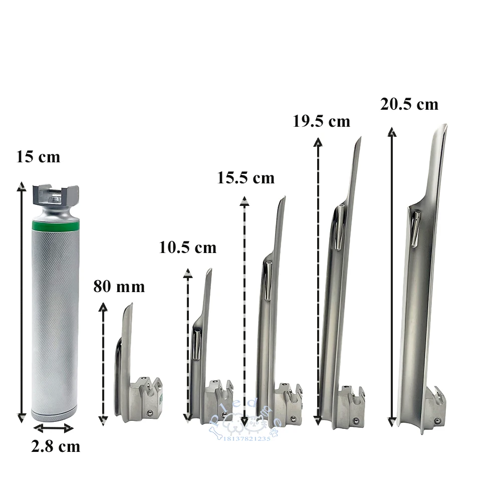 Professional Cat Dog Pet Optical Fiber Laryngeal Mirrors 5 Blade Right Side Laryngoscopy Animal Anesthesia Laryngoscope