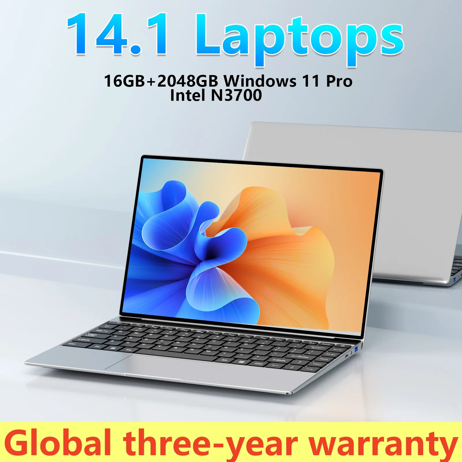 2025 Laptop Windows 11 Pro Ultra Slim Notebook Gamer Intel Pentium N3700 16GB 1024GB 1920*1080 Display Office Study Computer PC 1