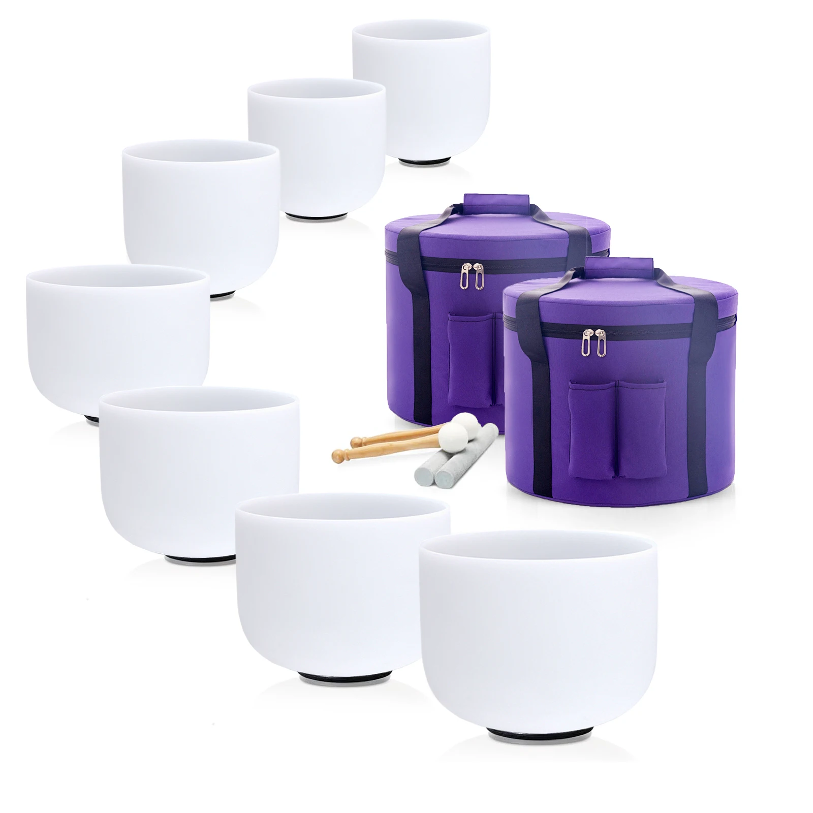 440/432Hz カラーチャクラフロストクォーツクリスタルシンギングボウル