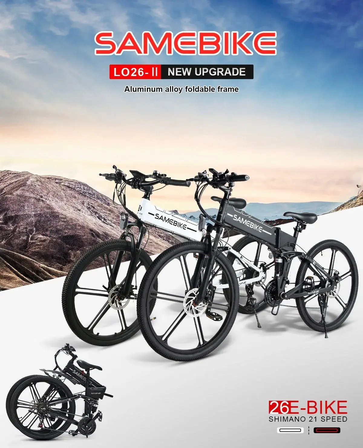 洋楽 twobikeminimum Samebike LO26-II Folding Electric Bike Man 26Inch 48V500W