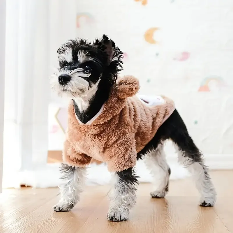 Winter Dog Coat Puppy Warm Fleece Hoodies Cute Bear Design Pet Jumpsuit Soft Pet Clothes Dog Cats Teddy