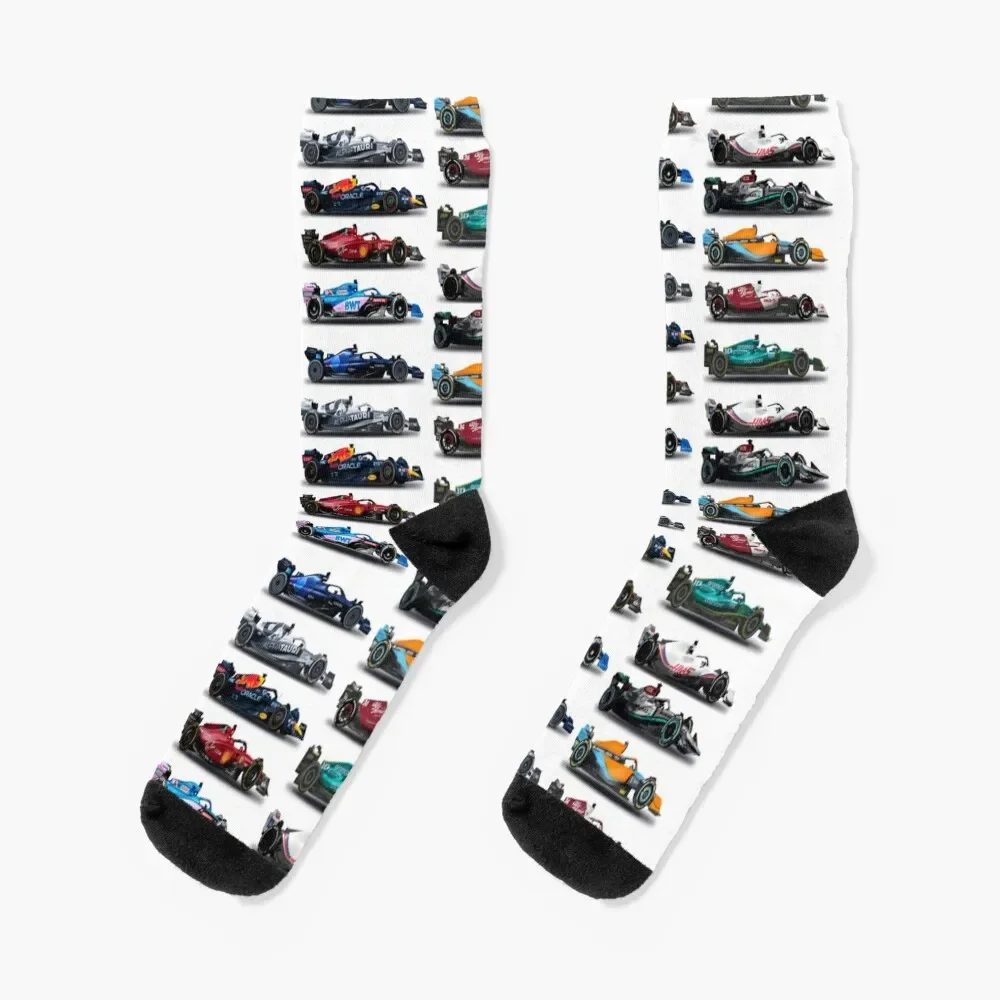 

F1 All cars 2022 Socks bright garter hockey Crossfit Ladies Socks Men's