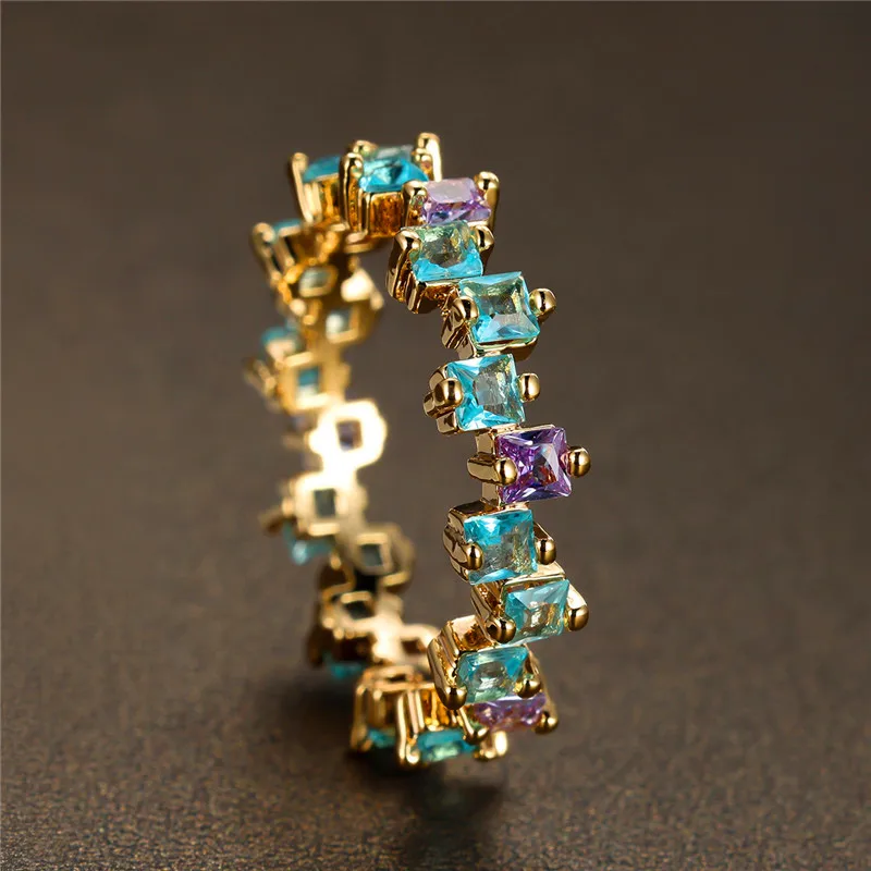 Elegant Light Purple Zircon Stone Ring in Gold Tone