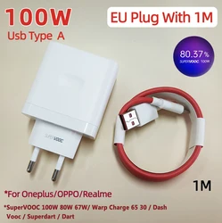 100W SuperVOOC Fast Charger Adapter, EU/US Power Adapter - 100w EU with 1M