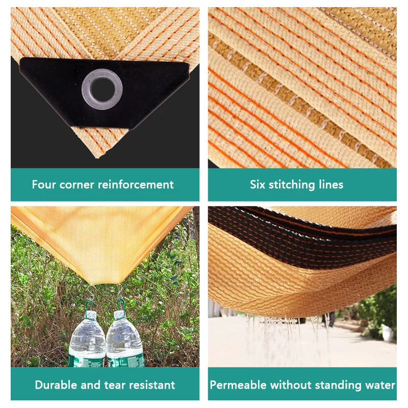 Sunshade Net 2m/3m/4m Beige Wrap-around Perforated Thickened Heat Insulation Summer Outdoor Shade Screen