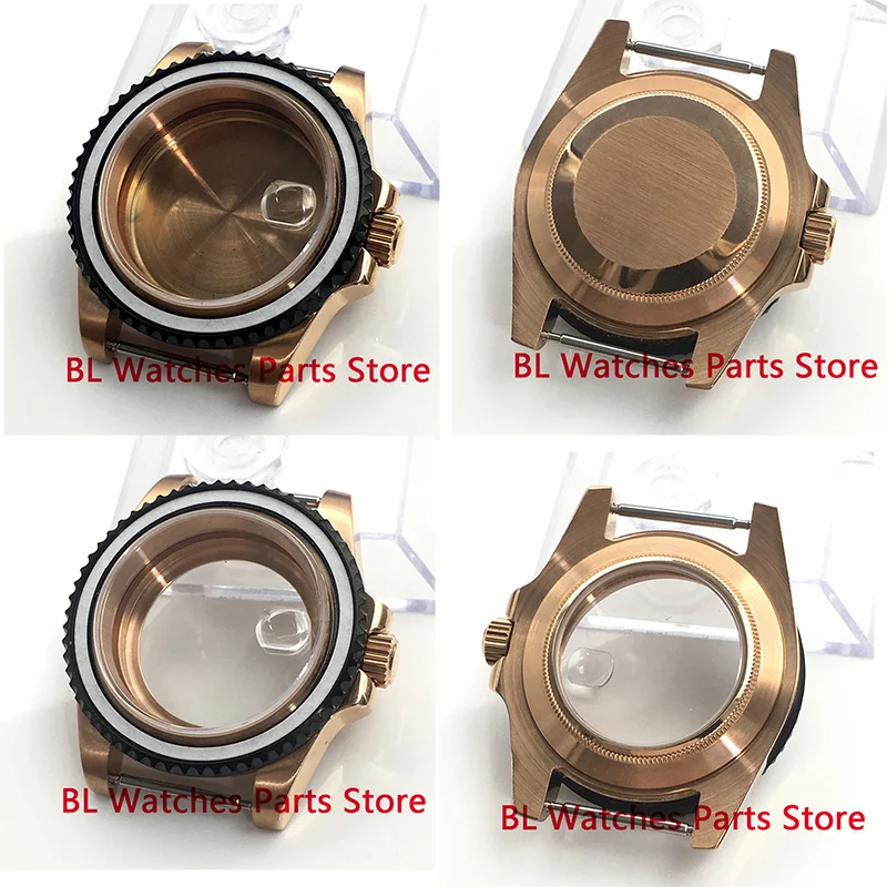 

BL 40mm Rose Gold Black Ring Sapphire Glass Fit NH35 NH36 ETA2836 Mingzhu DG2813 3804 Miyota8215 8205 Movement