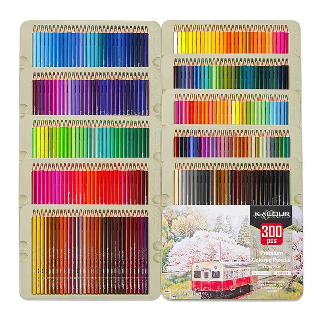 Ensemble de crayons de couleur à l'huile en bois tendre pour adultes,  dessin, croquis, couleurs, école, art, fournitures cadeaux, nouveau, 300  pièces