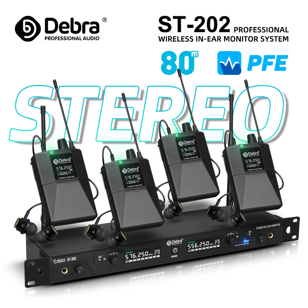 New Stereo Wireless In-Ear Monitor System Dual frequency ST-202 560 to 590MHz for Stage Recording Studio Drummer Instrument
