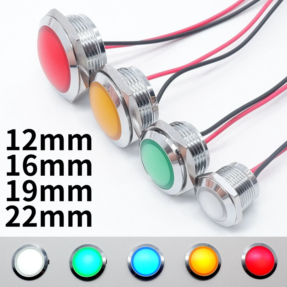 and godtgørelse Stuepige 12mm 16mm 19mm 22mm Metal Led Indicator Light Waterproof Spherical Round  Signal Lamp Red Orange Blue Green White Panel Mount 12v - Switches -  AliExpress