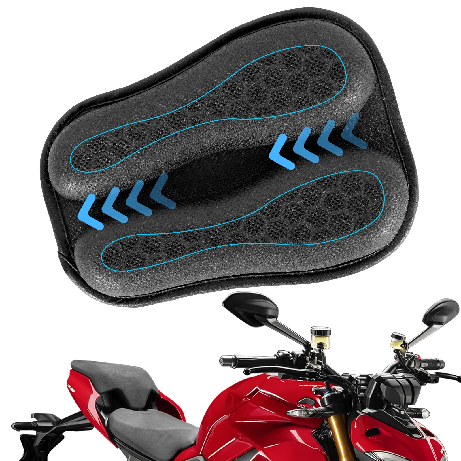 Breathable Motorcycle Gel Seat Pad Black Silica Gel Cushion