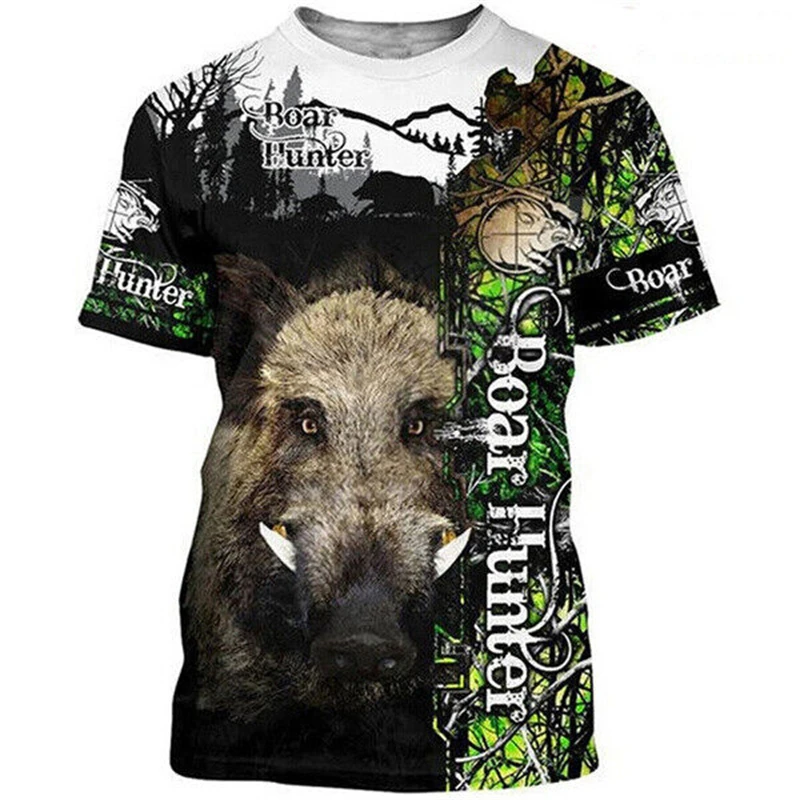 Tarnmuster Jagd Wildschwein Herren T-Shirt 3D-Druck Sport Kurzarm Tee Tops Lässiger O-Ausschnitt Streetwear T-Shirts Herrenbekleidung – Detail 4