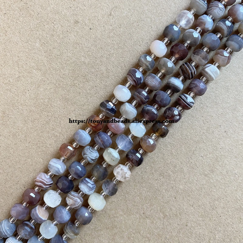 

Semi-precious Stone Diamond Cuts Faceted Rondelle Botswana Sardonyx Agate 7" Loose Beads Size 8x6mm For Jewelry Making DIY