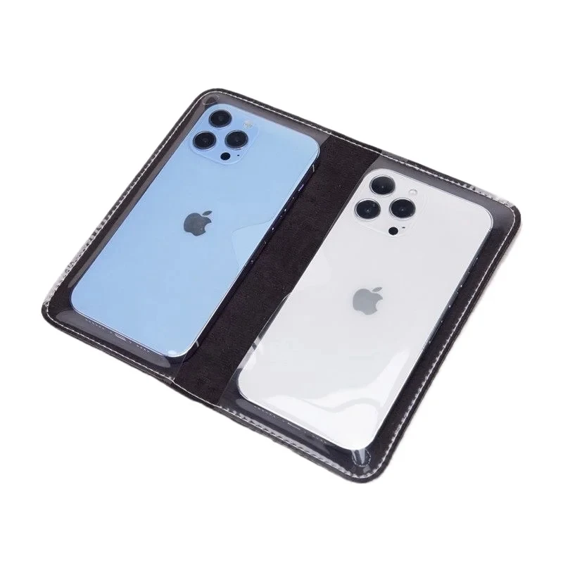 תיק טלפון עור pu עם 2 טלפונים positon אוניברסלי לנגיעה במקרה נייד טלפון כפול במקרה איסוף טלפון כפול אחד