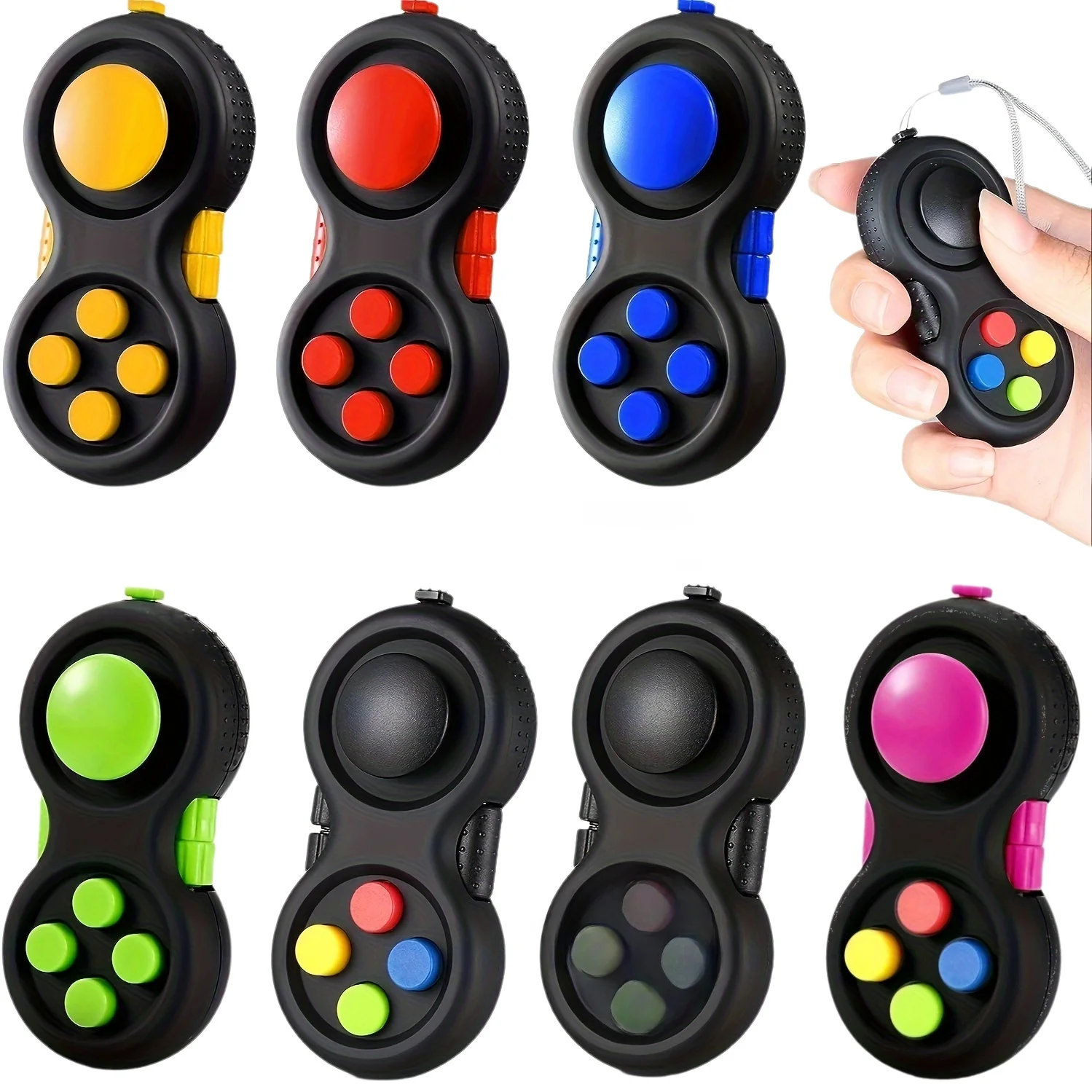 Fidget Pad with 8 Fidget Functions Controller Pad Game Focus Toy Cube Relieves Stress and Anxiety Toy