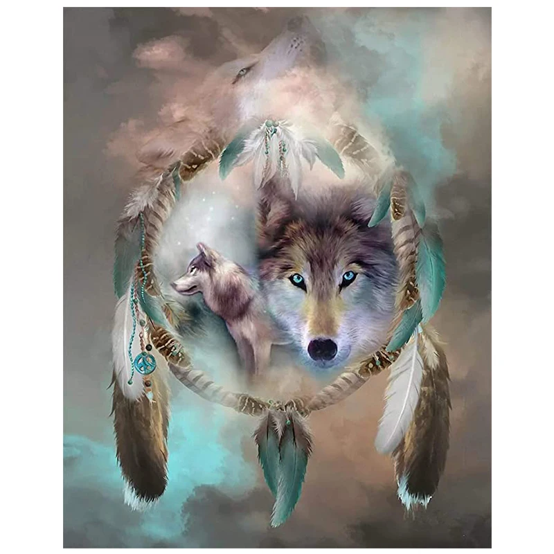 

Diamond Painting Wolf Cross Stitch Rhinestone 5D DIY Diamond Embroidery Mosaic Cross Stitch Kits Animals Needlework Home Decor