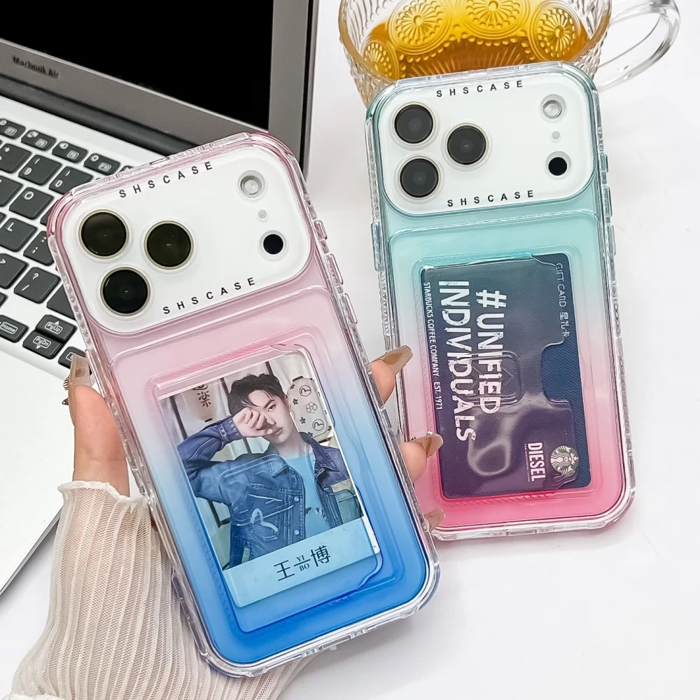 Gradient Transparent Luxury Wallet Case with Card Slot