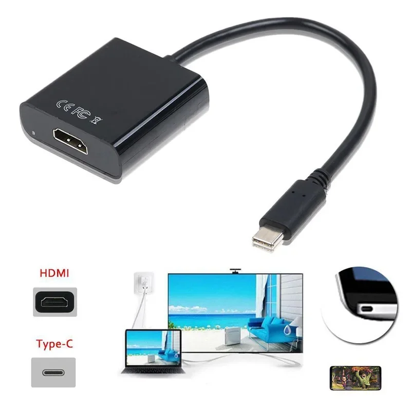 USB 3.1 Type C Male USB-C to HDMI-compatible Female 4K HDTV Converter Adapter Cable For Samsung Galaxy S9 Macbook