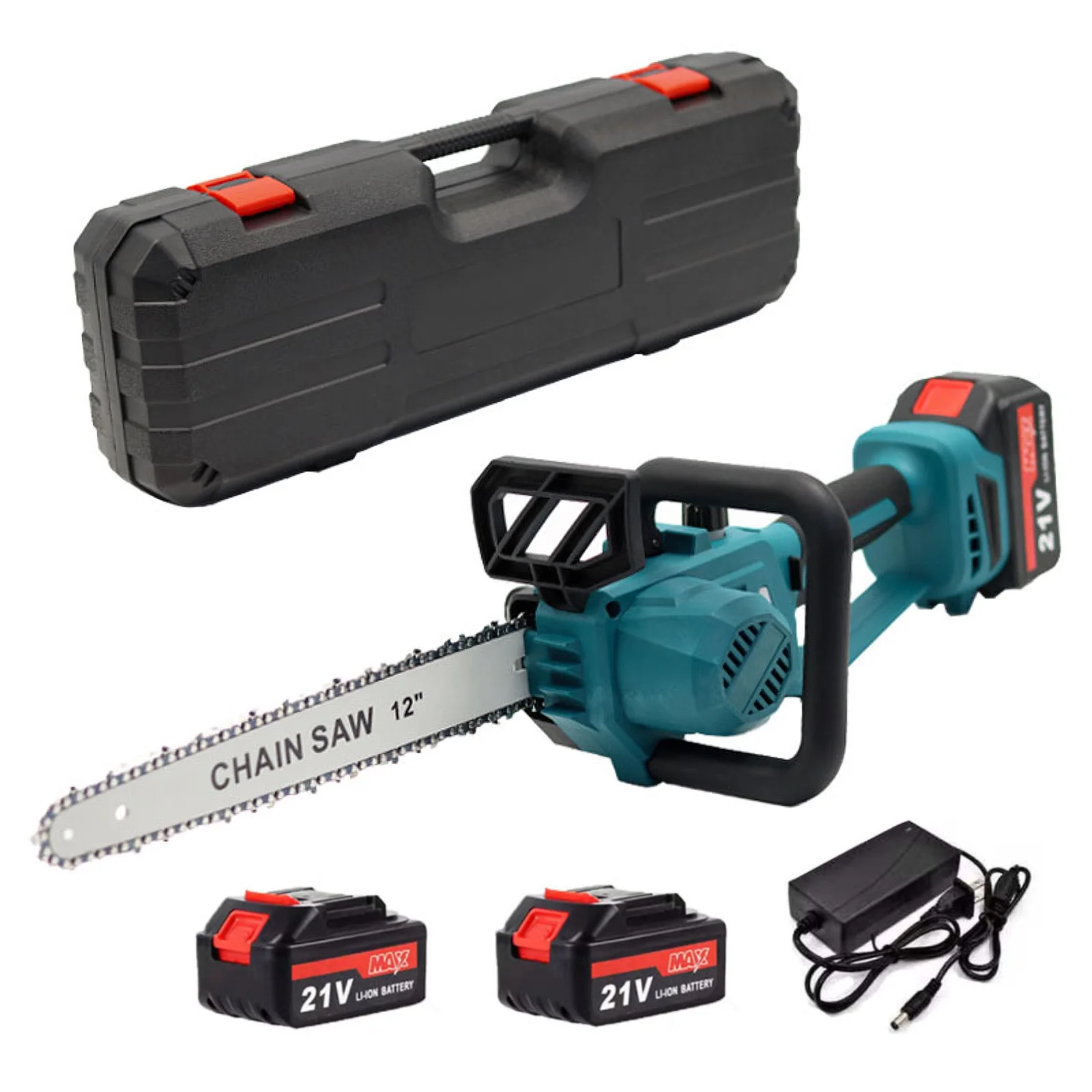 Vremota Bürstenlose 16-Zoll-Elektrokettensäge, kabelloses Elektrowerkzeug zum Beschneiden von Holz, handgehaltener Gartenschneider für Makita-Akku – Detail 13