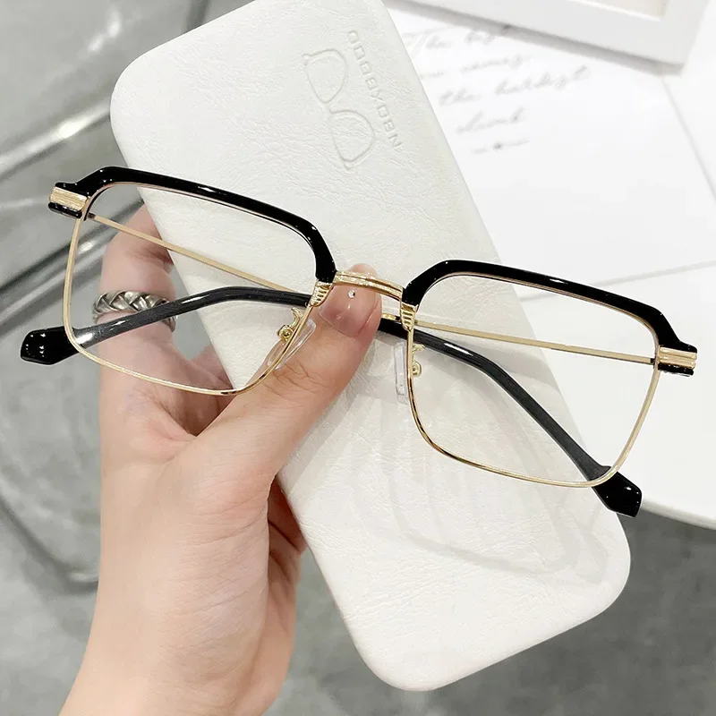 2024 Stylish Half Frame Myopia Glasses Metal Trend Fashion Anti-blue Light Near Sight Eyewear Women Short-sighted Eyeglasses 2
