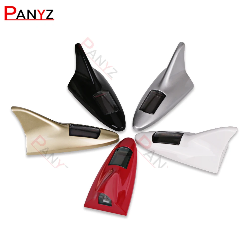 Per Universal 8 Leds Car Shark Fin Antenna Fin Roof Antenna Flash Warning Fanale Posteriore Solar Power Antenne Voiture Antena Coche