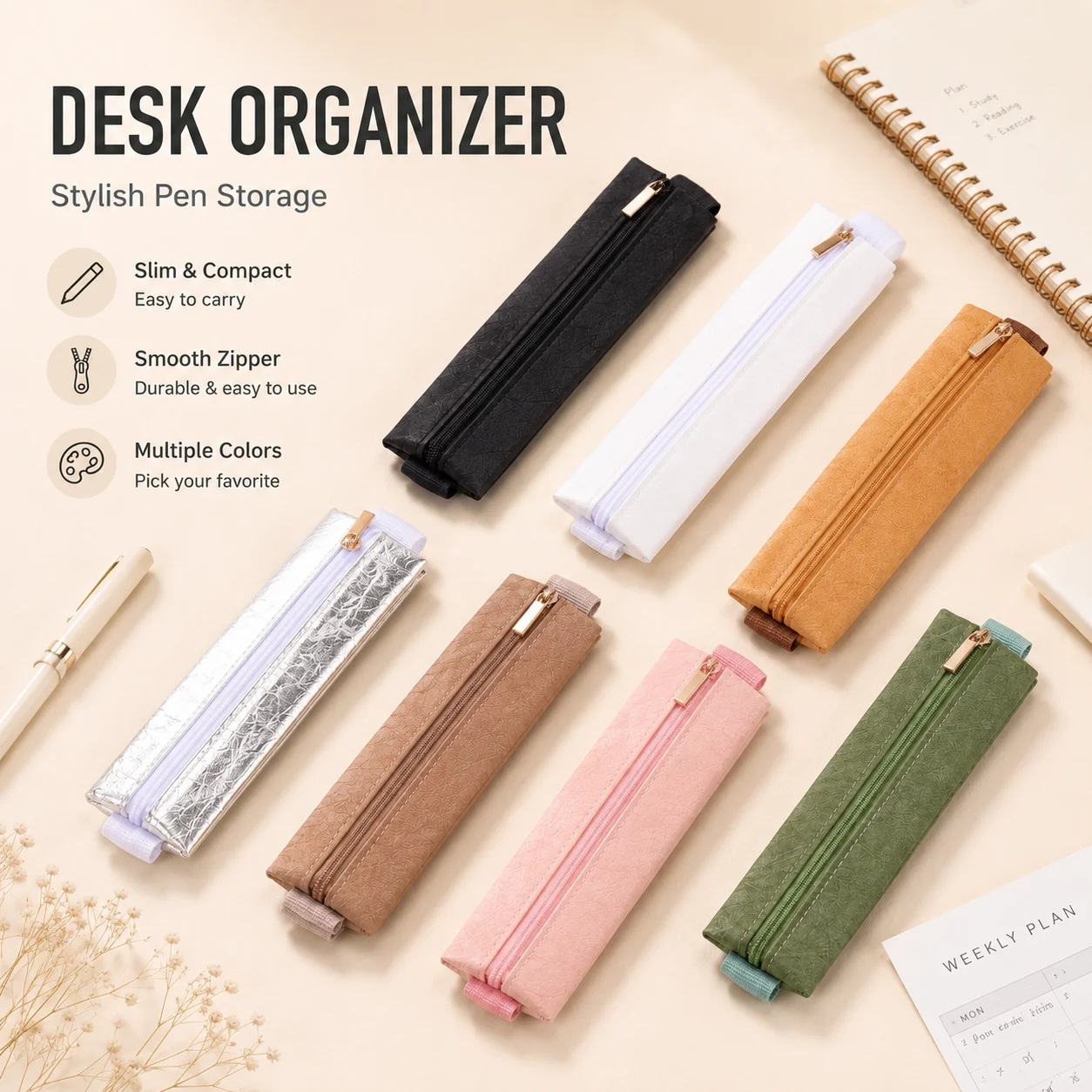 Elegant Striped Pencil Case - Portable Stationery Organizer and Desktop Decoration, Perfect Exquisite Gift