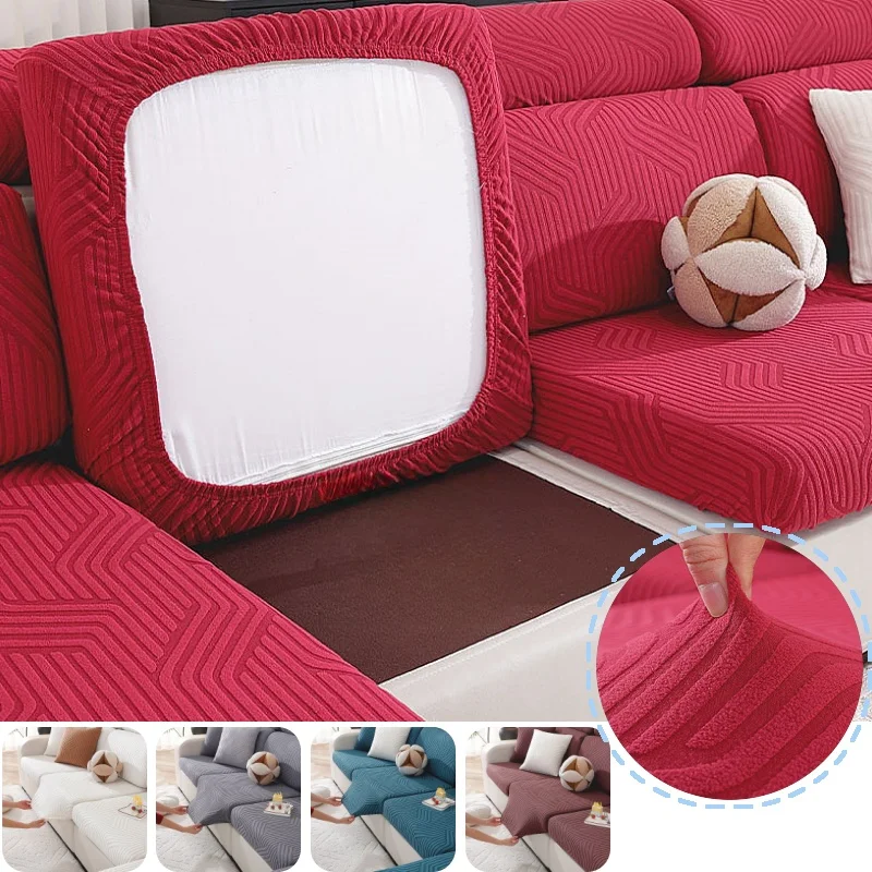 LANMOLIFE Jacquard Sofa Cushion Cover Spandex Non-Slip Sofa Covers Removable Machine Washable Furniture Covers For Home Decor