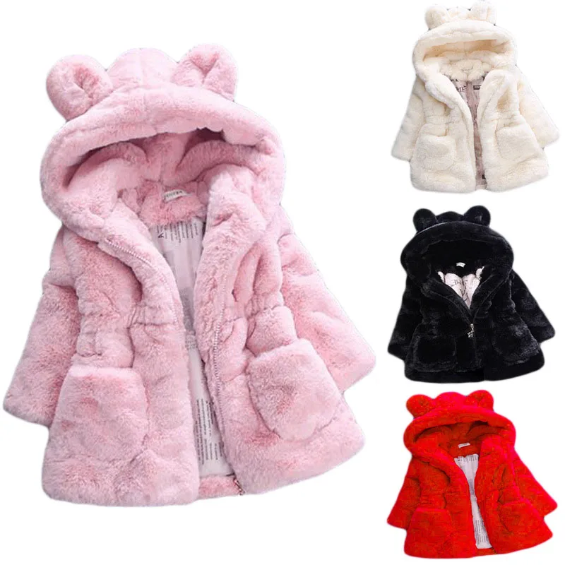 2023WinterGirlsHoodedJacketsOuterwearBabyGirlWarmPlushJacket1