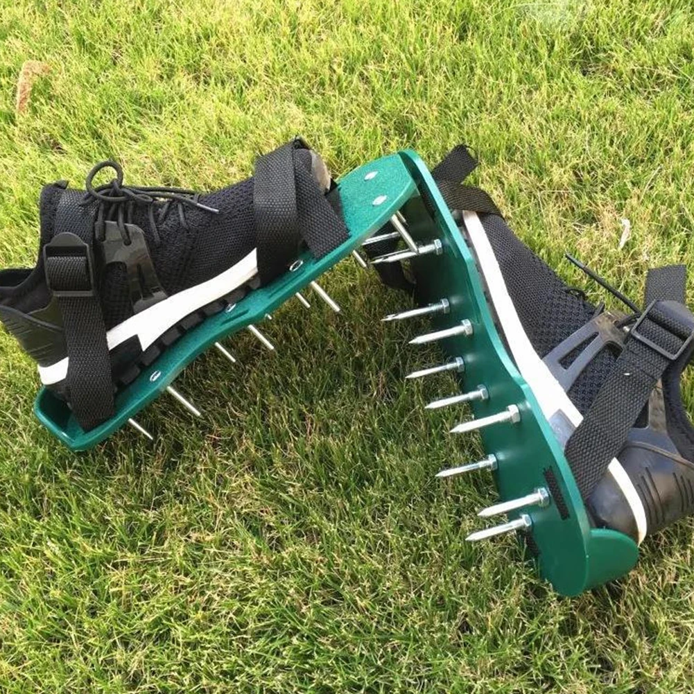 Lawn Aerator Shoe Garden Lawn Nail Shoes Loose Soil Grass Cultivator Scarification Nail Tool Self-Leveling Epoxy For Yard Garden