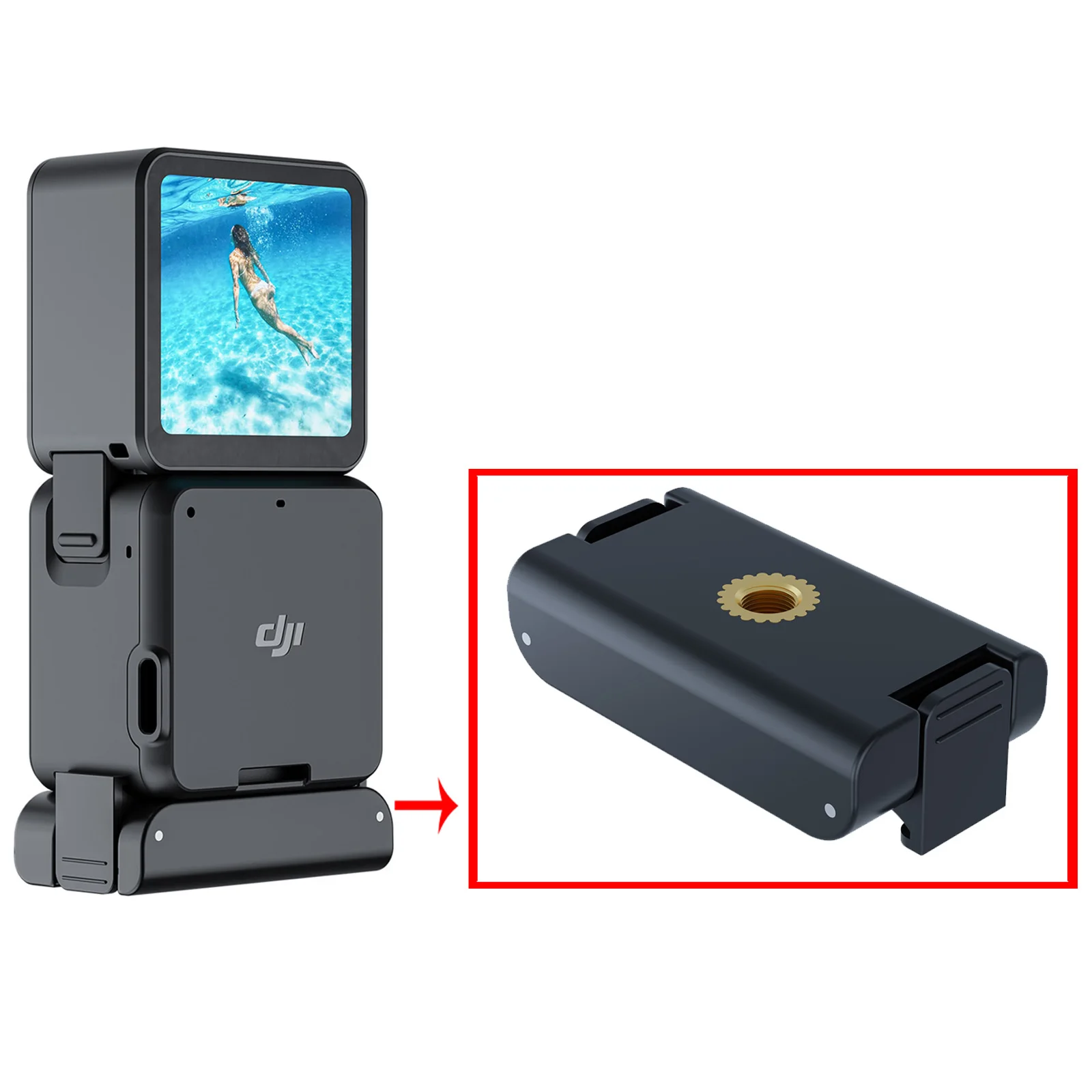 Adattatore Magnetico 1/4 In Alluminio Per DJI Action 4/3/2 - Supporto A Doppio Fissaggio Per Treppiedi E Selfie Stick - 2