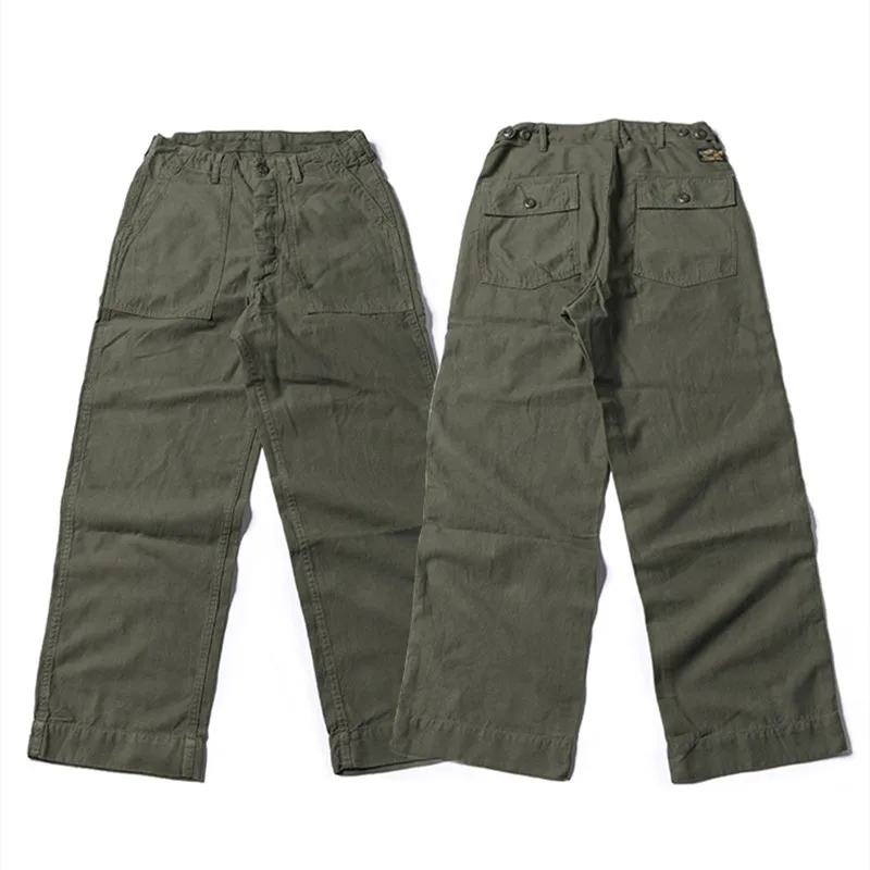 Men's Straight Trousers Outdoor Hiking Training Riding Camp Utility Overalls Heavyweight 10.5oz Loose Bread Pants OG-107