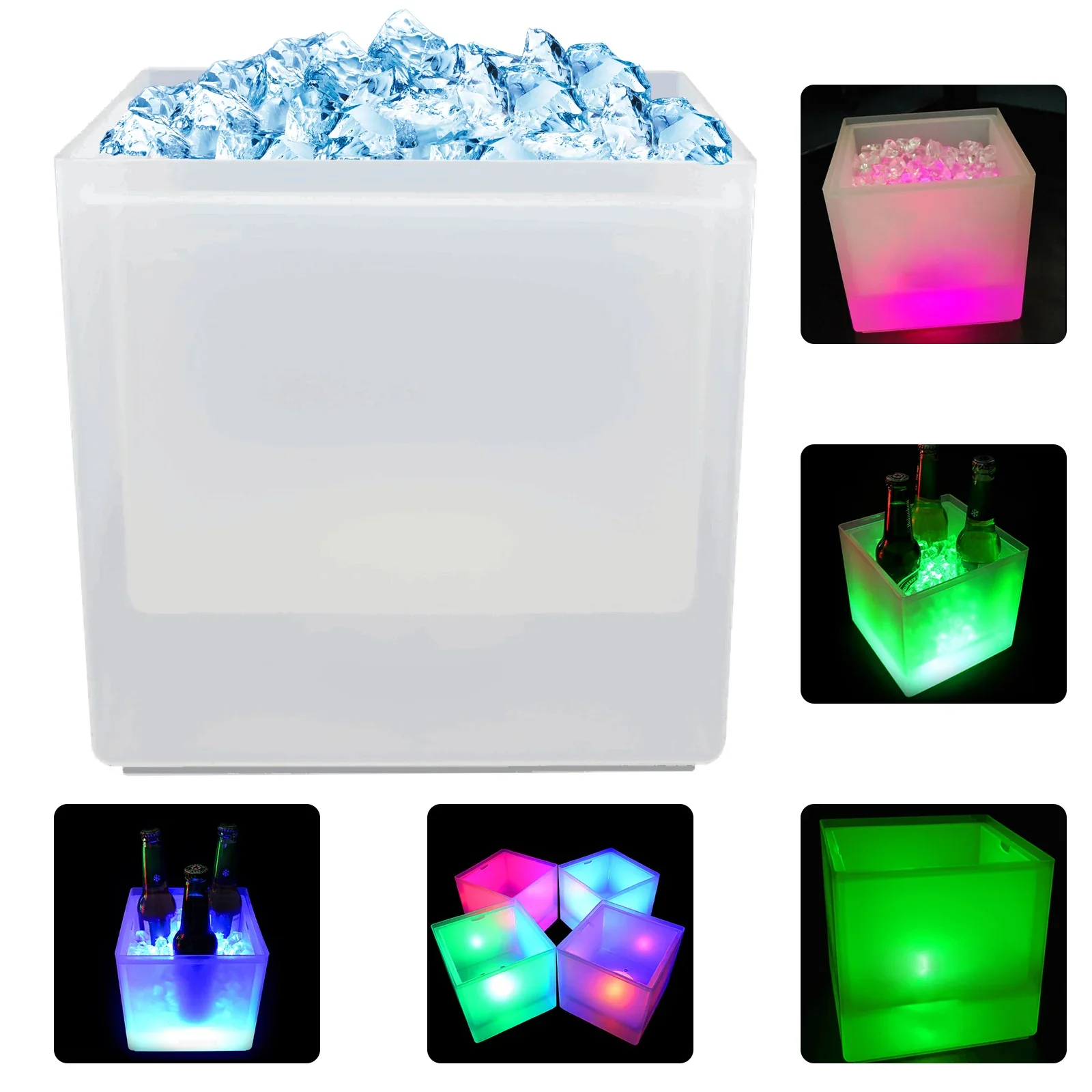 Durable ice bucket, double-layer design with water filter holes, 3.7 qt capacity, corrosion-resistant PP, lightweight and