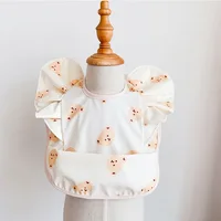 Baby Feed Bibs Waterproof INS Nordic Style Angel Pocket Burp Girl Boy Infant Meals Bib  Easy Clean Cute Panda Bibs Soft PU 1