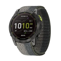 Durable Nylon Hook and Loop Strap Watchband - 22mm Instinct 2 (Black with Grey)