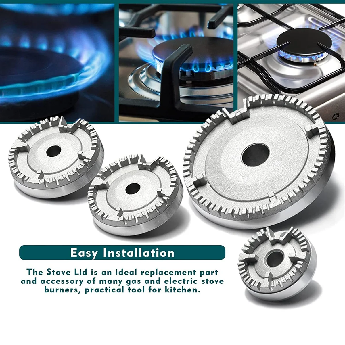 Cooker Hat Set Stove Lid Upgraded, Oven Gas Hob Burner Crown Flame Cap, Gas Burner Flame Cap Fits Most Gas Stove Burners 4