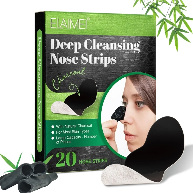 

Q1QD 20pcs Nose Blackhead Remover Deep Cleansing Charcoal Strips Blackhead Removal Pore Cleaner for Face and Nose
