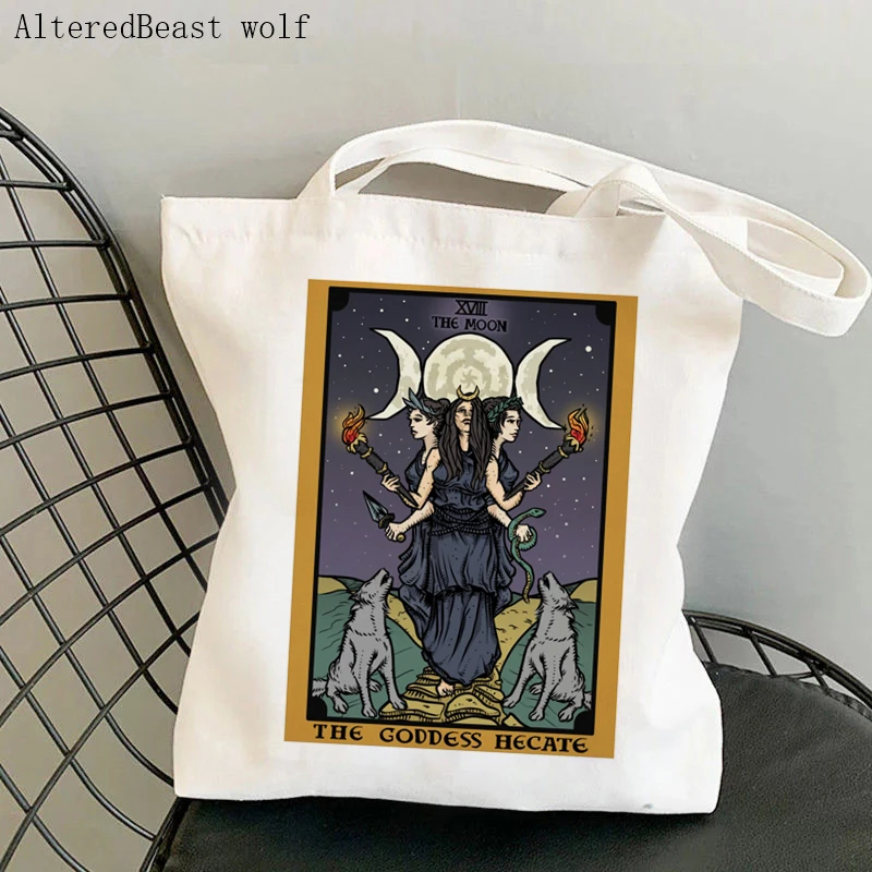 Women Shopper bag magic Witchcraft and Magick Hekate Wheel Tarot witchy Bag Canvas Shopper Bag girl handbag Shoulder Lady Bag