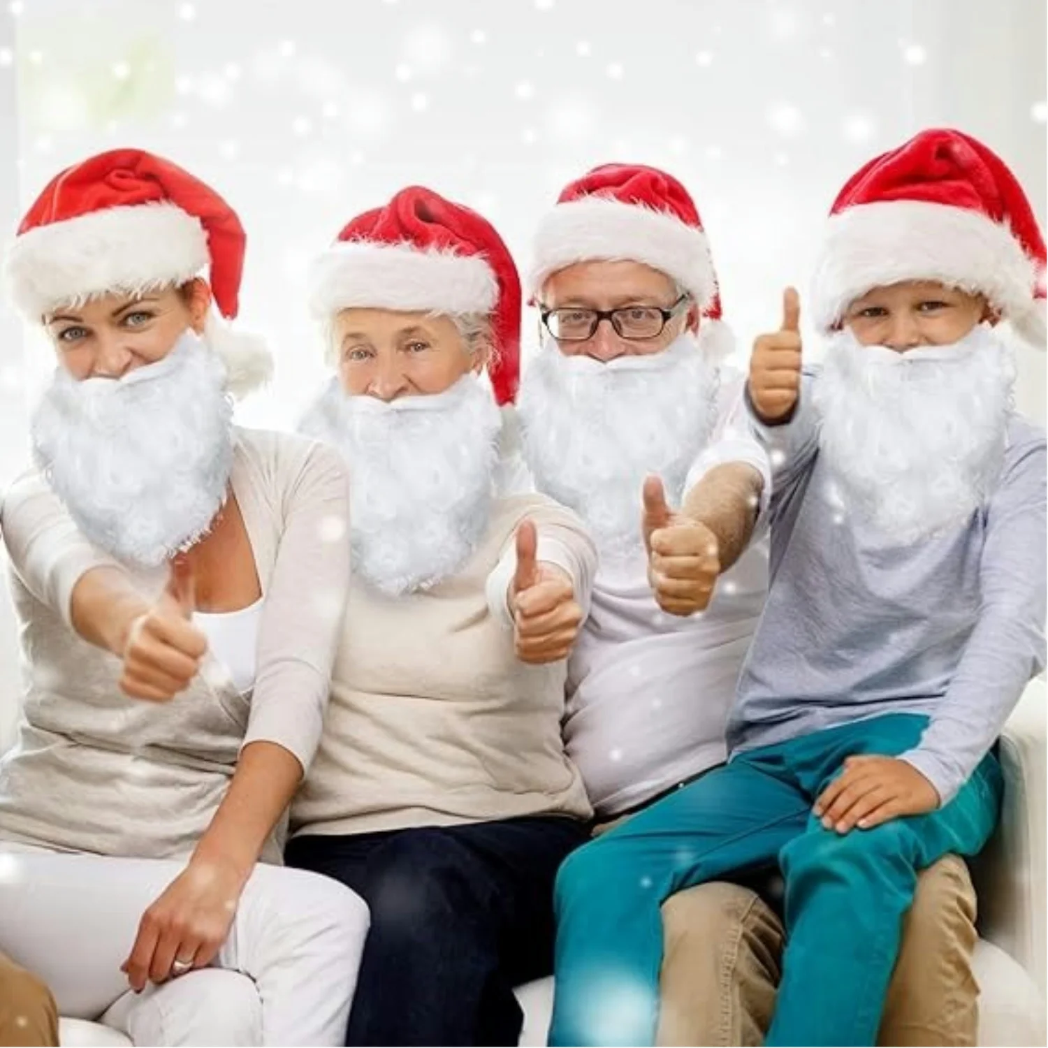 Funny Santa Beard White Fake Beard Christmas Santa Claus Costume for Teens Adults Disguise on Christmas Party Accessories