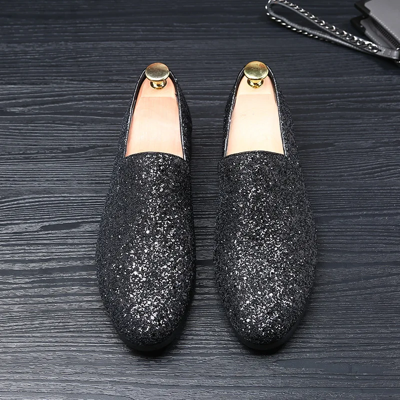 Men's Casual Shoes Mens Comfortable Driving Loafers Light Moccasins Men Fashion Sequins Bling Party Wedding Flats EU Sizes 38-48 5
