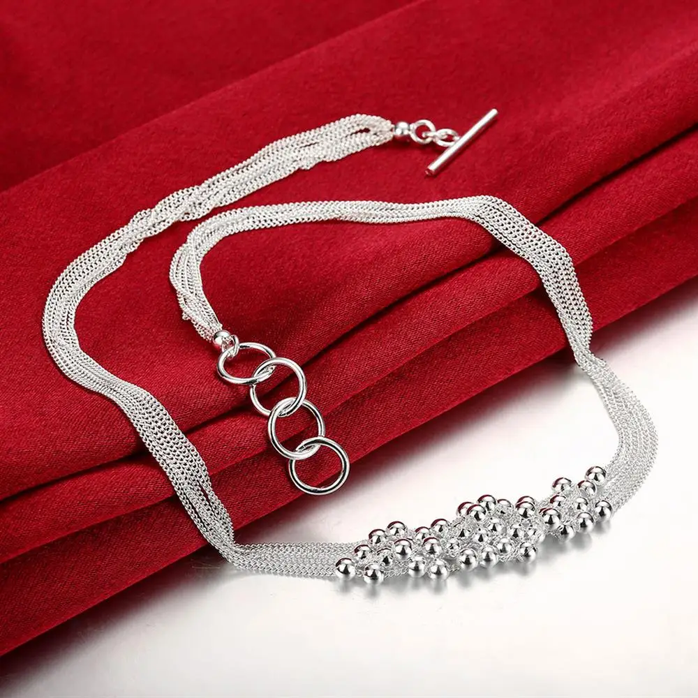 Hot Fine 925 Sterling Silver Tassel Beads Grapes Necklace for Woman Fashion Noble Wedding Party Jewelry Christmas Gifts