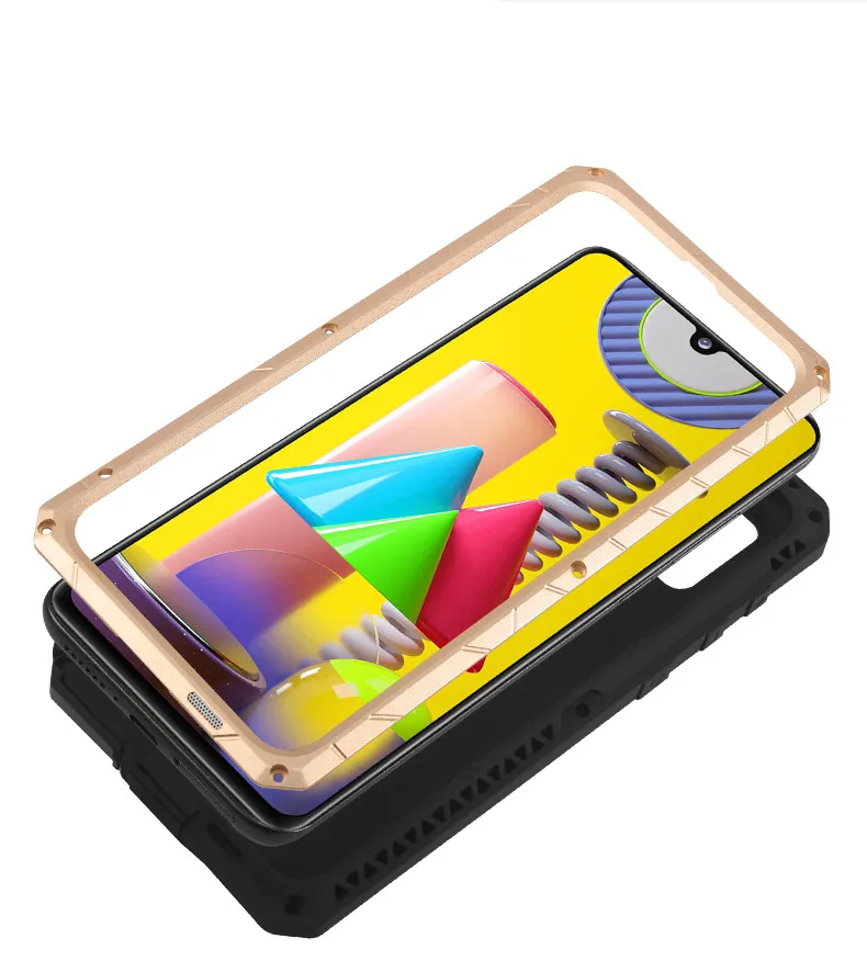 Imatch Luxury Full Protective Metal Case Shockproof For Samsung Galaxy M31 Case Hard Aluminum Armor Heavy Duty Cover For M31