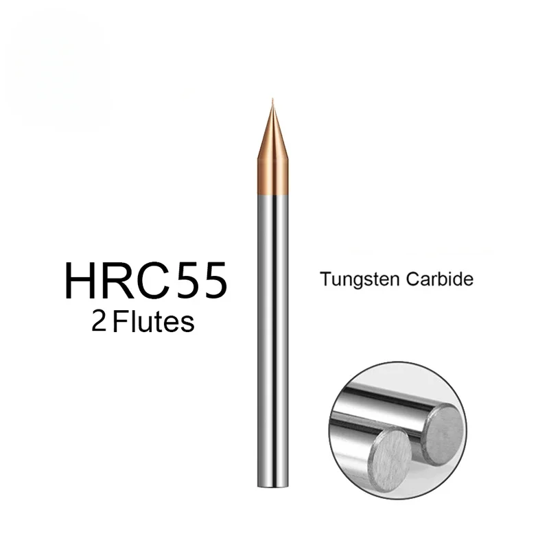 OUIO HRC55 마이크로 카바이드 엔드 밀 2 플루트 TiAIN 마이크로 플랫 4mm 생크 밀링 커터, 카바이드 CNC 조각 비트 엔드 밀, 0.1-0.9mm