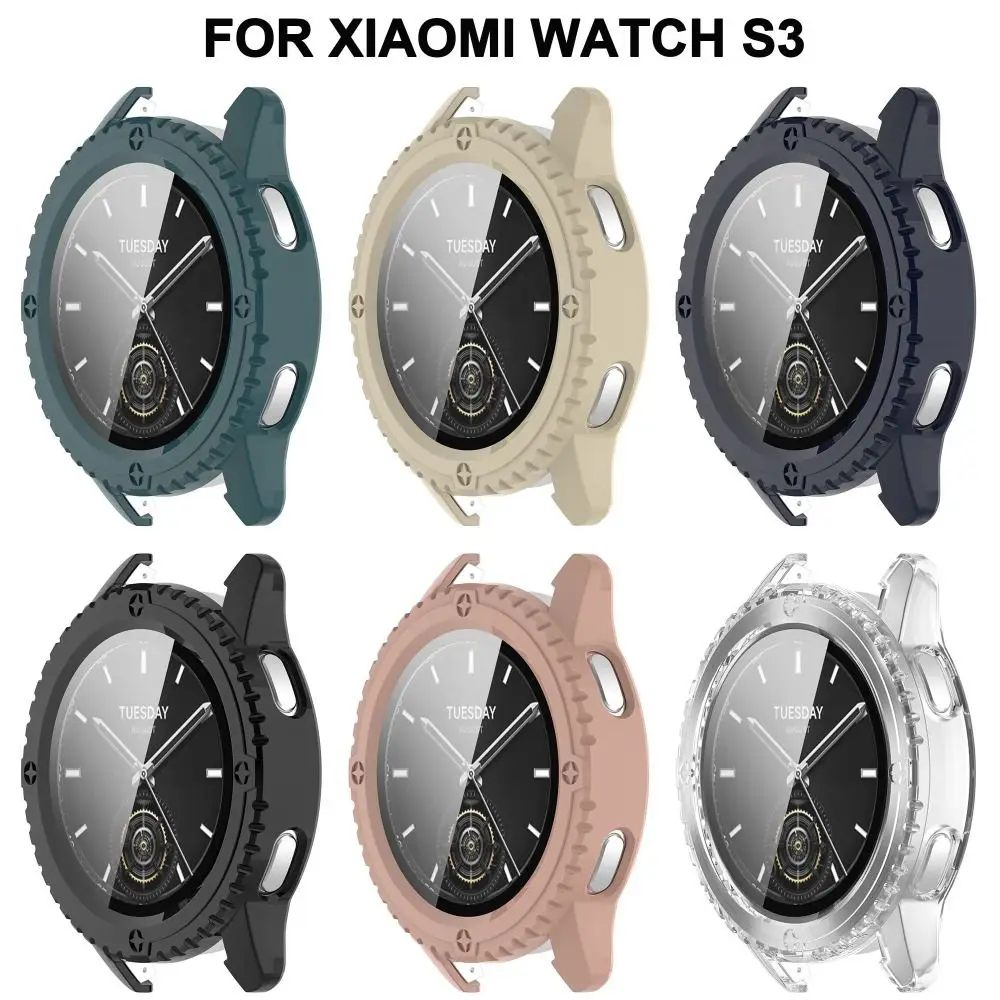 Full PC Protective Case For Xiaomi Watch S3 Screen Protector Case Cover + Tempered Glass Film Clear