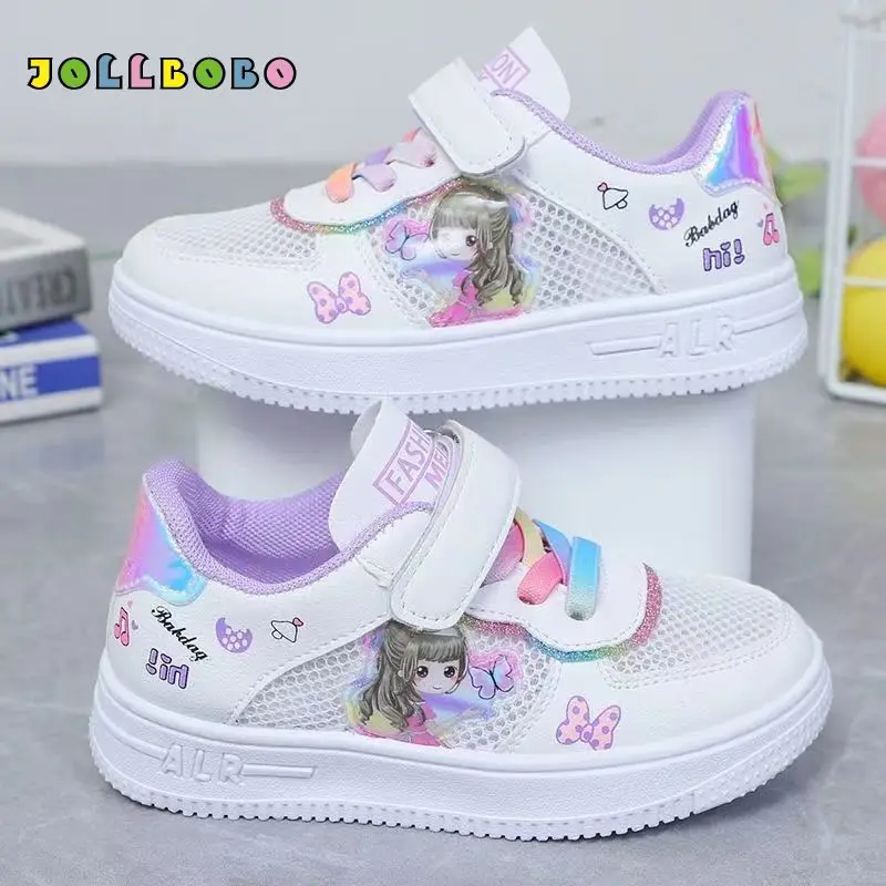 Kids Sneakers Girls Summer Cute Cartoon Breathable Mesh Sneakers Casual Skateboarding Walking Shoes for Little Kids/Big Kids