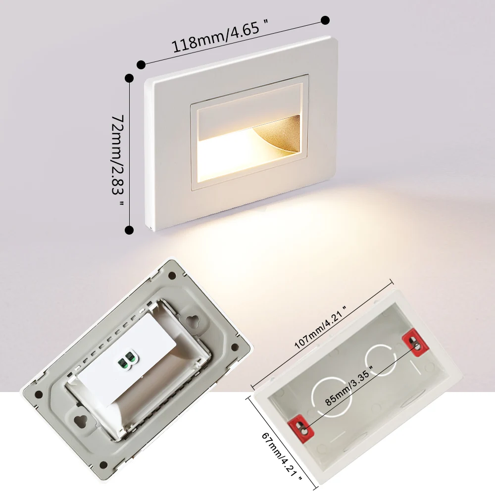 SANDIY American LED Step Light Wall Lamp Pir Sensor Motion Night Lighting for Stair Aisle Closets Recessed Sconce US Size Box