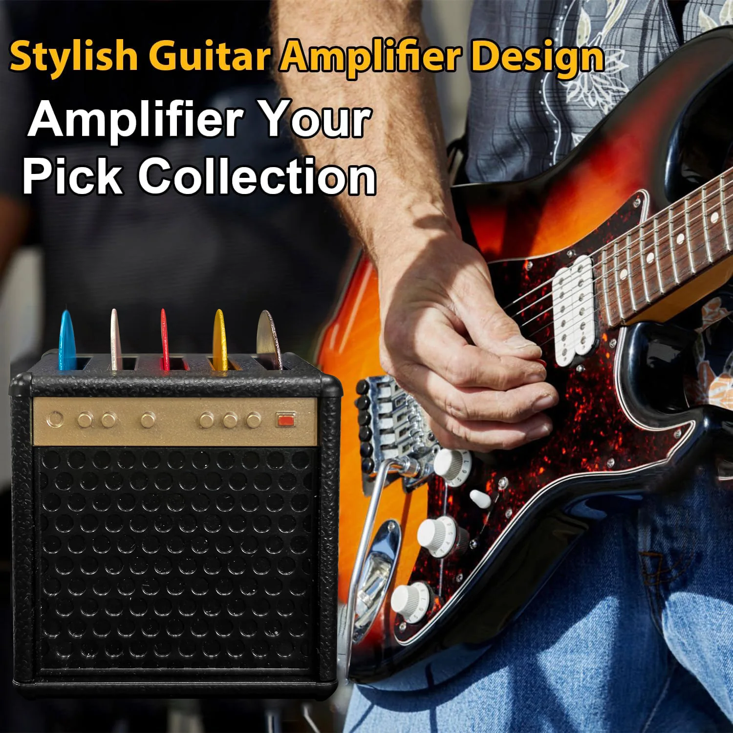 Universal Gitarre Pick Halter Fall Box Tragbare Tragbare Pick Container Lagerung Nehmen Mit 7 Picks Gitarre Zubehör Perfektes Geschenk – Detail 6