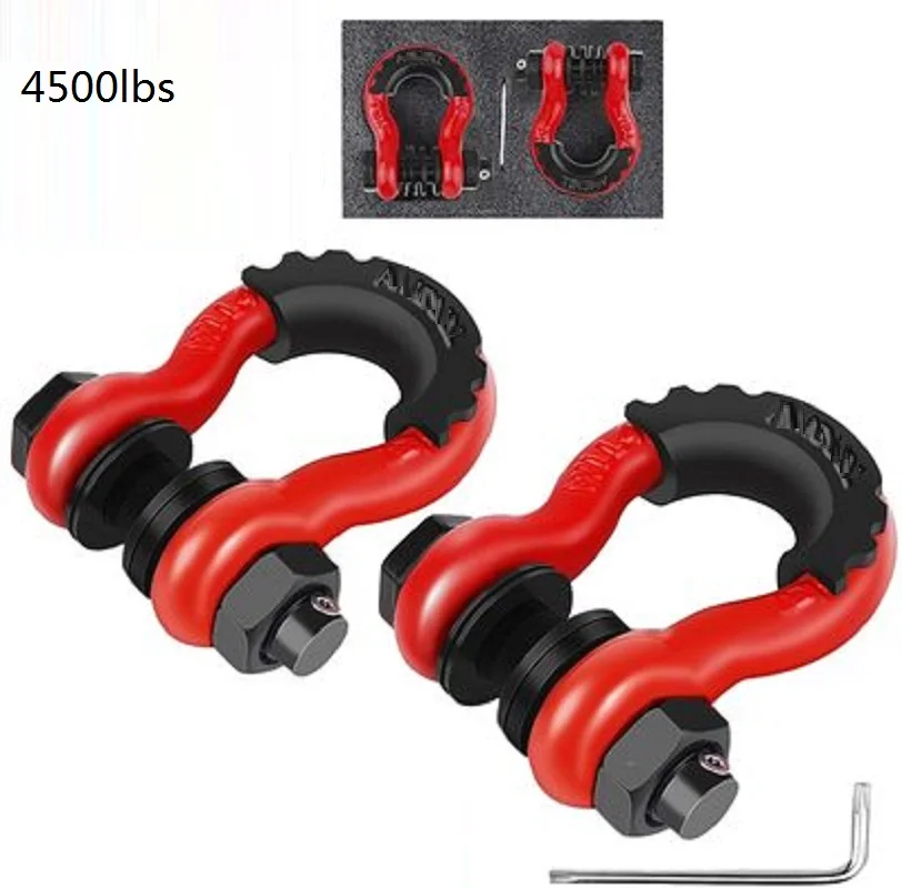 3/4&rdquo; 2pcs 20.5Ton 45000lbs Tow rope U-hook large 3/4&rdquo; anti-theft tow shackle off-road vehicle drop forged D-ring u-hook loop