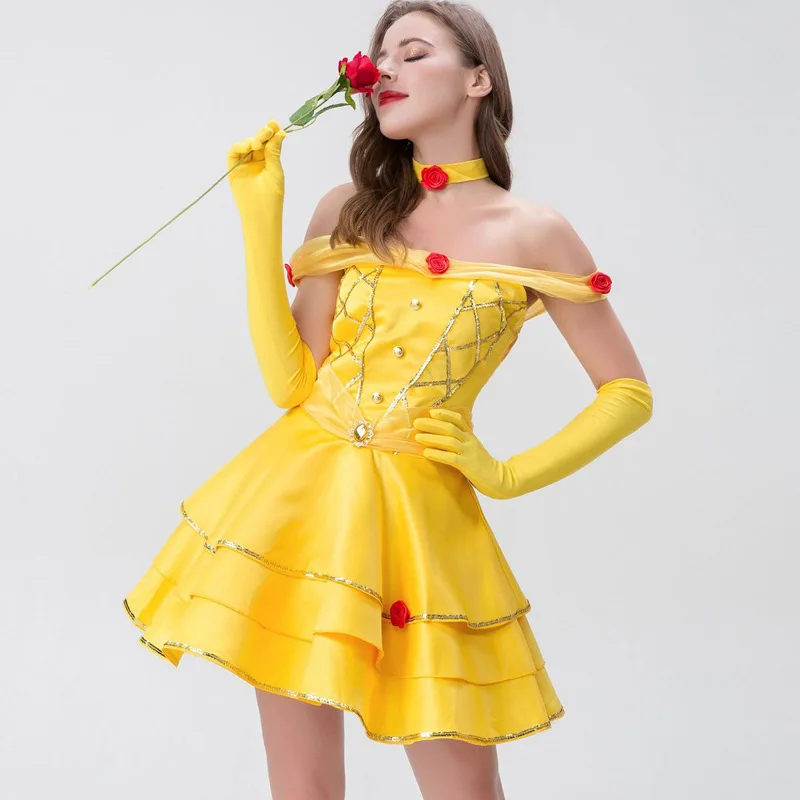Princess Cosplay Costume Adult Belle Fairy Tale Fancy Dress
