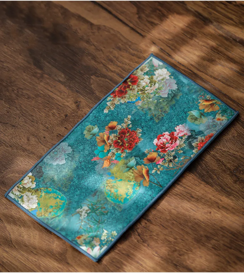 Description Picture 6 of itemChinese Thickened Tea Towel Absorbent Water Rag Tea Napkins Soft Cloth Plush Imitation Deerskin Towel Table Mat Coaster Tea Set