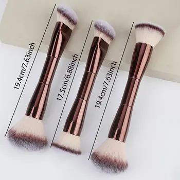 Pennello per trucco a doppia testa in 3 stili con setole morbide Pennello per fondotinta Pennello per fard Pennello per trucco BB Cream Strumento per trucco portatile
